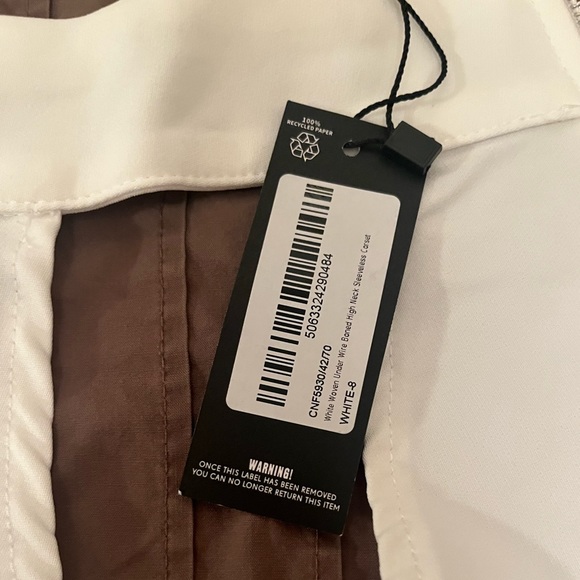 White Woven Under Wire Boned High Neck Sleeveless Corset - Picture 2 of 4